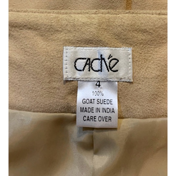 CACHE Sz 4 Blonde Goat Suede, Flat Front Pants - Picture 8 of 8